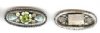 1 29x13mm Green Floral Antique Silver Oval Slider